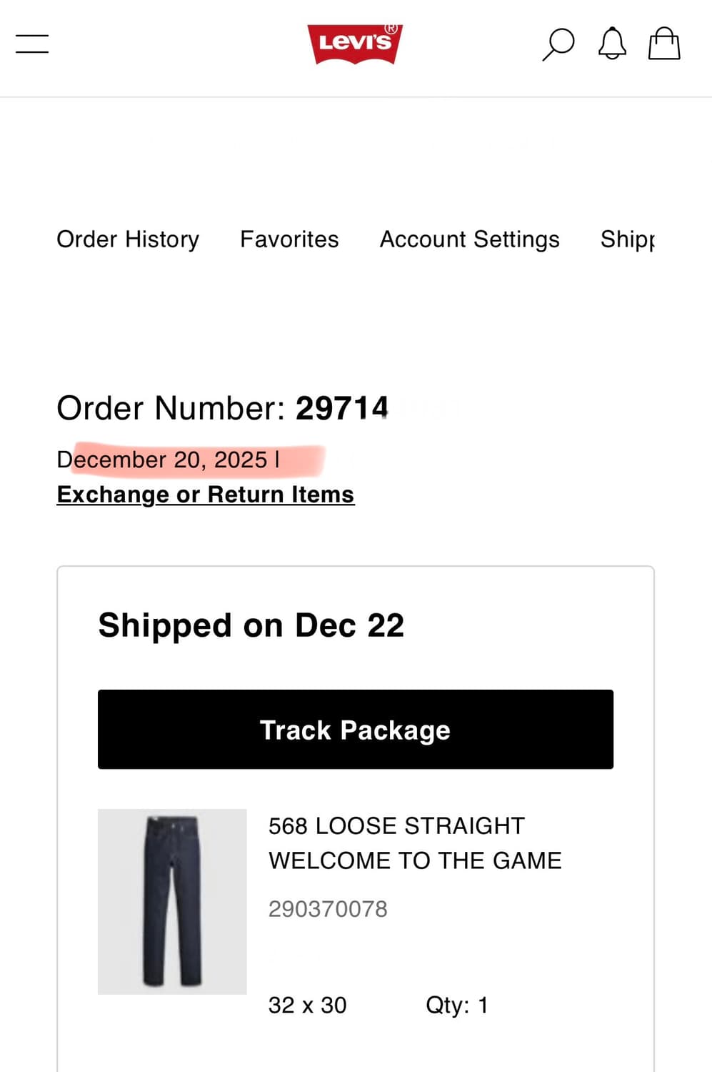 리바이스 568 루즈 스트레이트 핏 진 32WX30L 상품이미지9