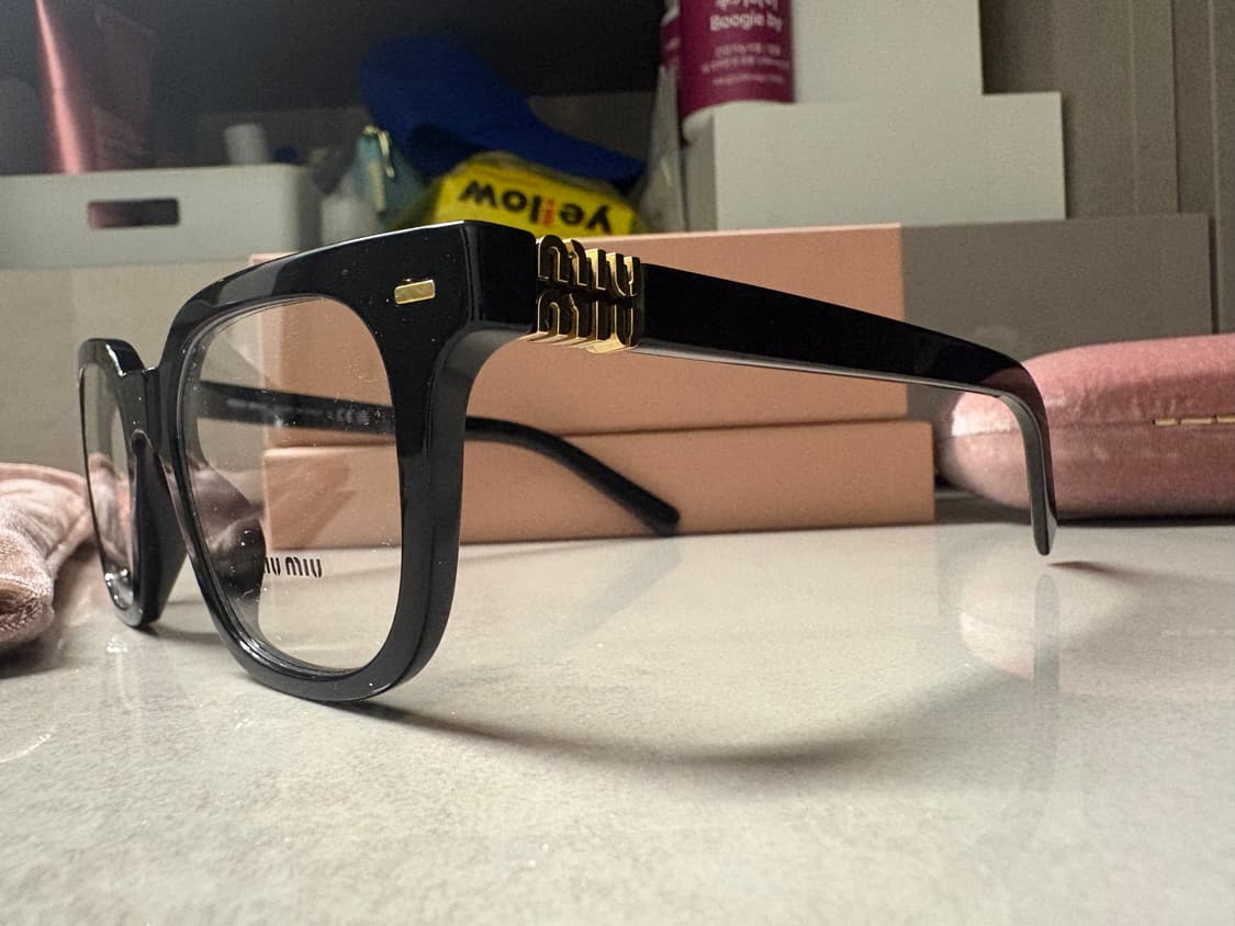 미우미우 로고 템플 스퀘어 안경 상품이미지5