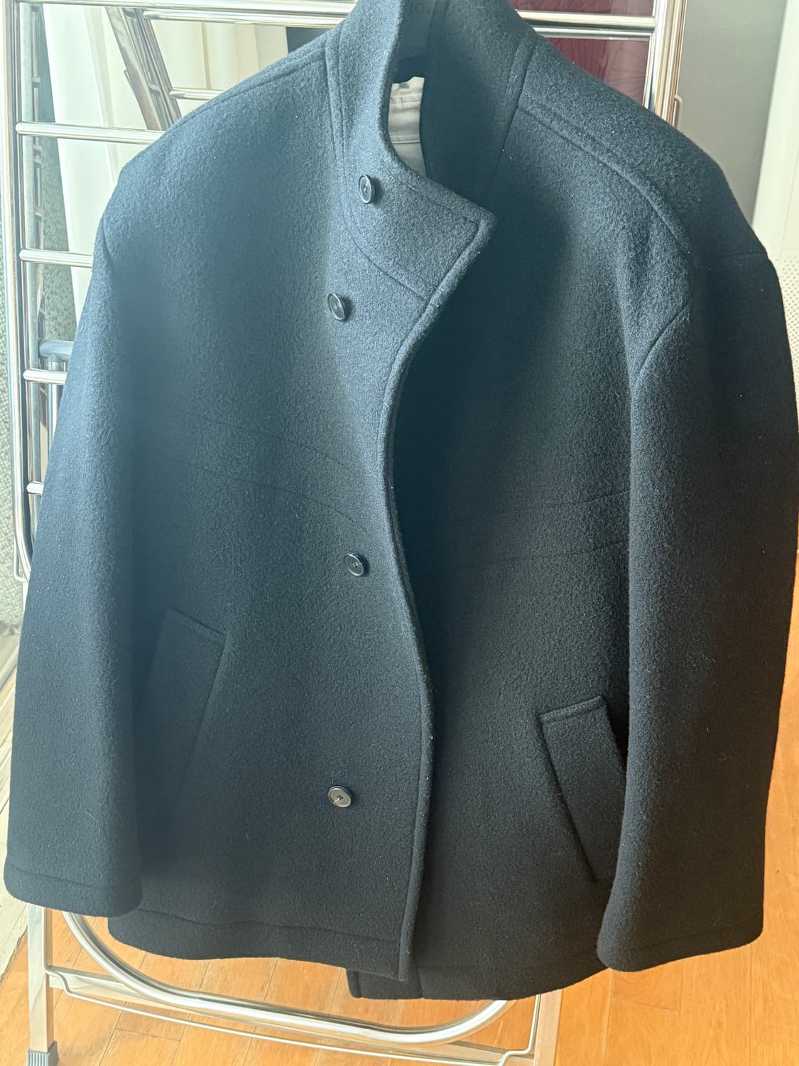 인사일런스 지블링 울 하프코트 블랙L 상품이미지2