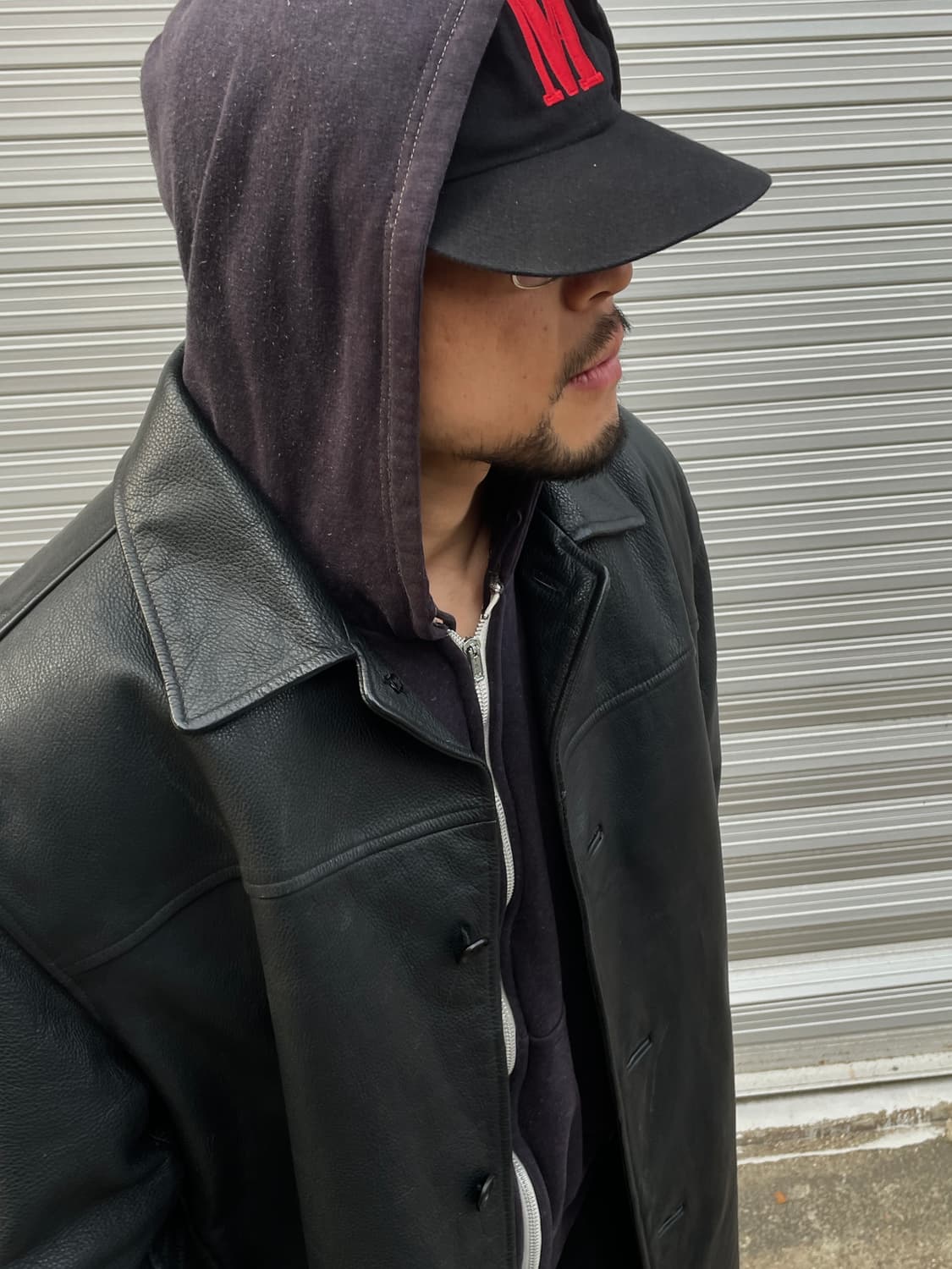 90-00s Old GAP Leather Black Car Coat 상품이미지4