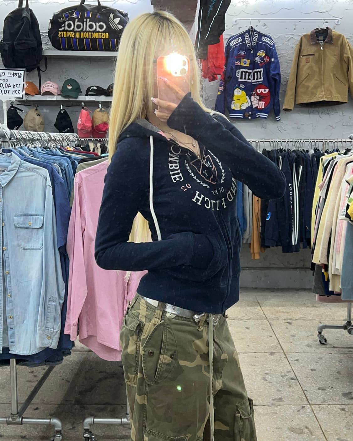 착샷O 아베크롬비 네이비핑크 딱붙 후드집업 상품이미지4