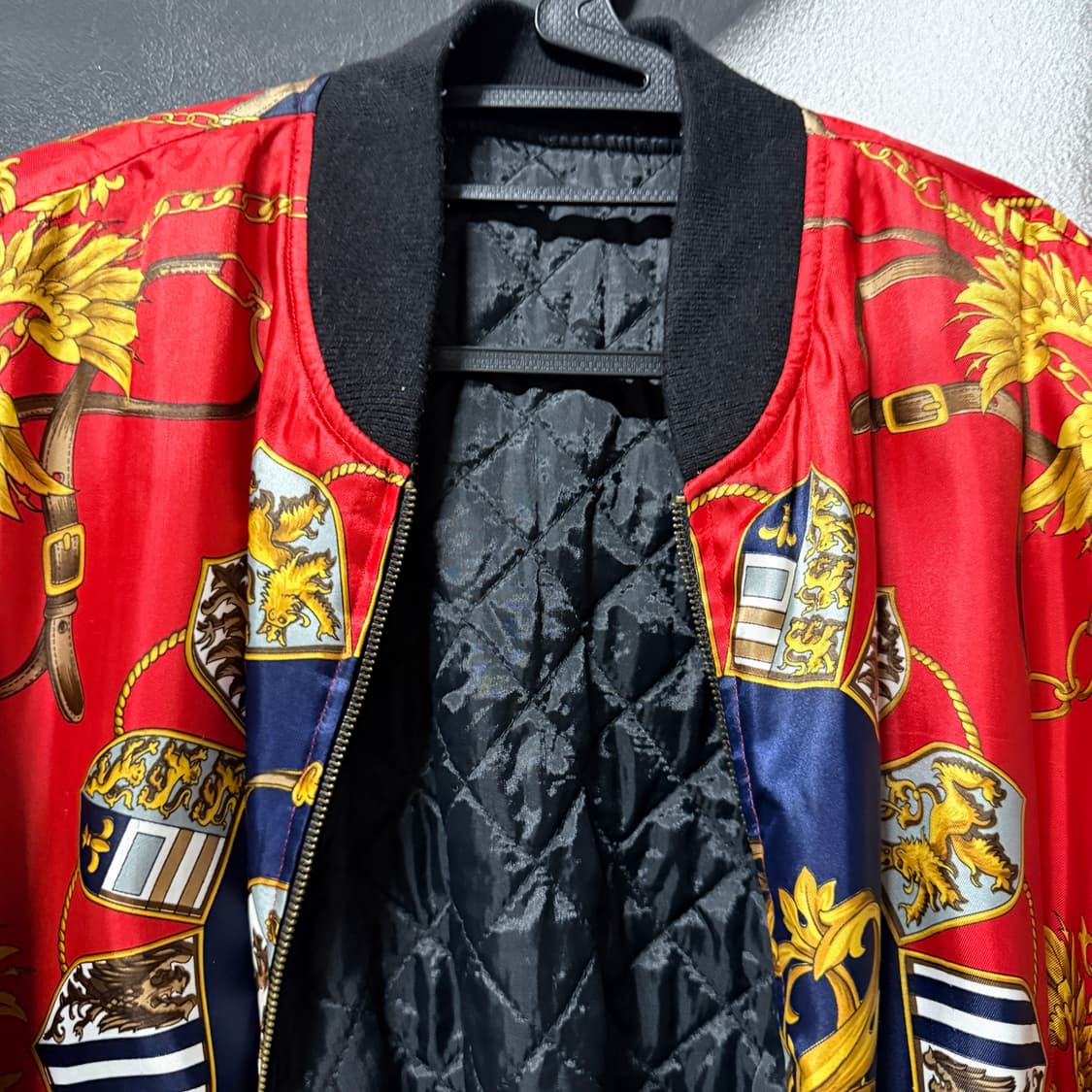 VTG 빈티지 바로크 풀 패턴 리버시블 퀼팅 봄버 자켓 상품이미지6