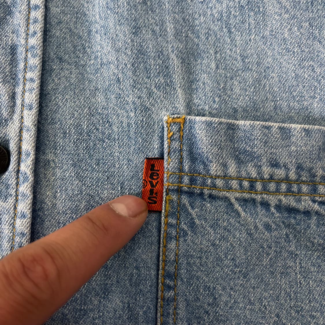 100 리바이스 90s 오렌지탭 투포켓 데님 셔츠 상품이미지3