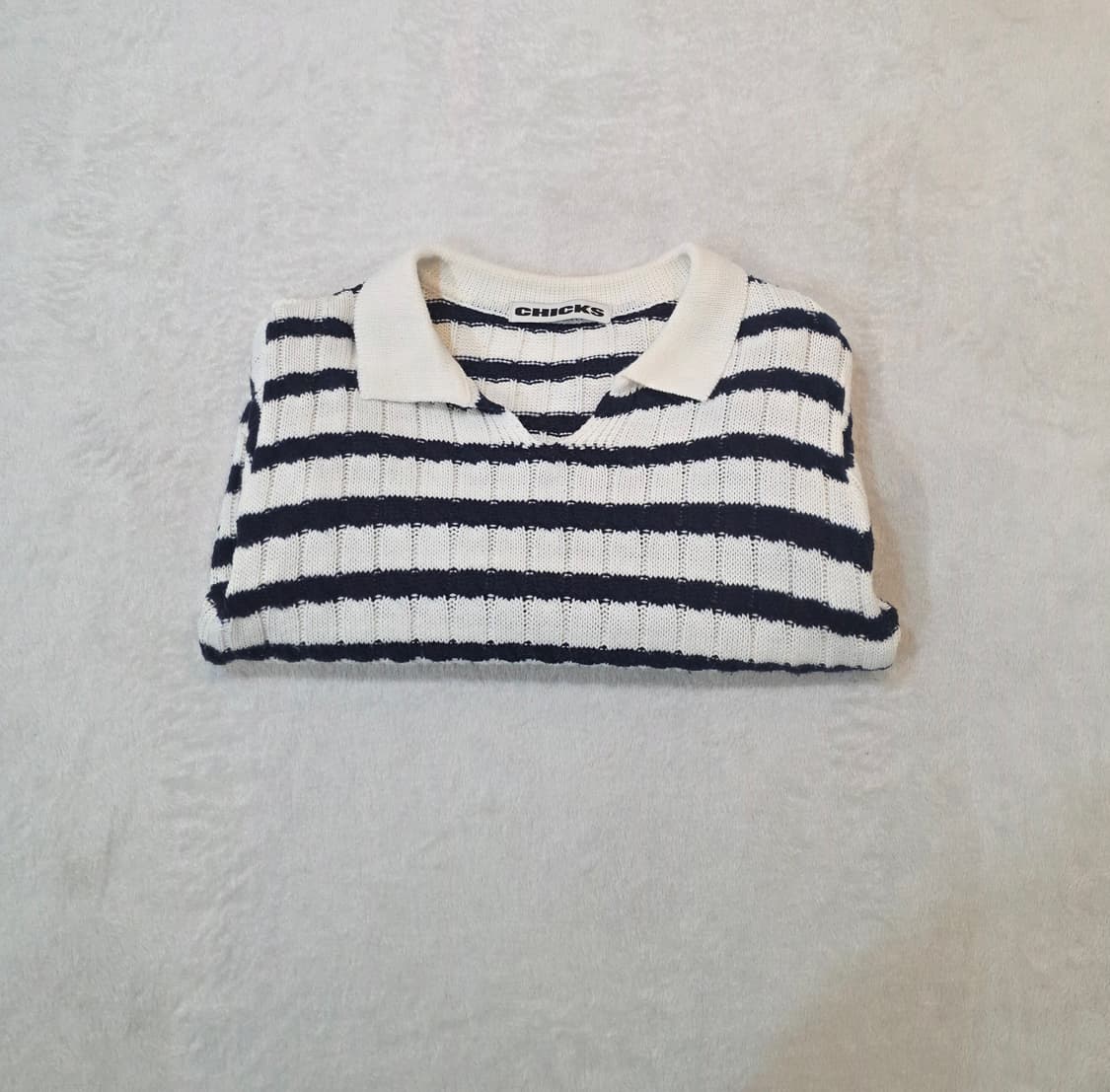 (여성) 줄무늬 크롭 숏 넥카라 울 니트 상품이미지6