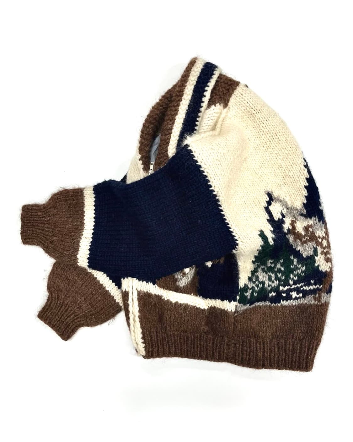 90s 빈티지 핸드메이드 헤비울 코위찬 니트 집업 자켓 상품이미지3