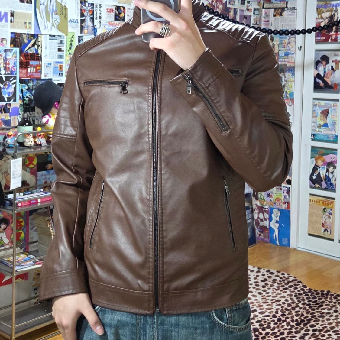 플레이 보이 브라운 에코 레더 자켓 상품이미지1