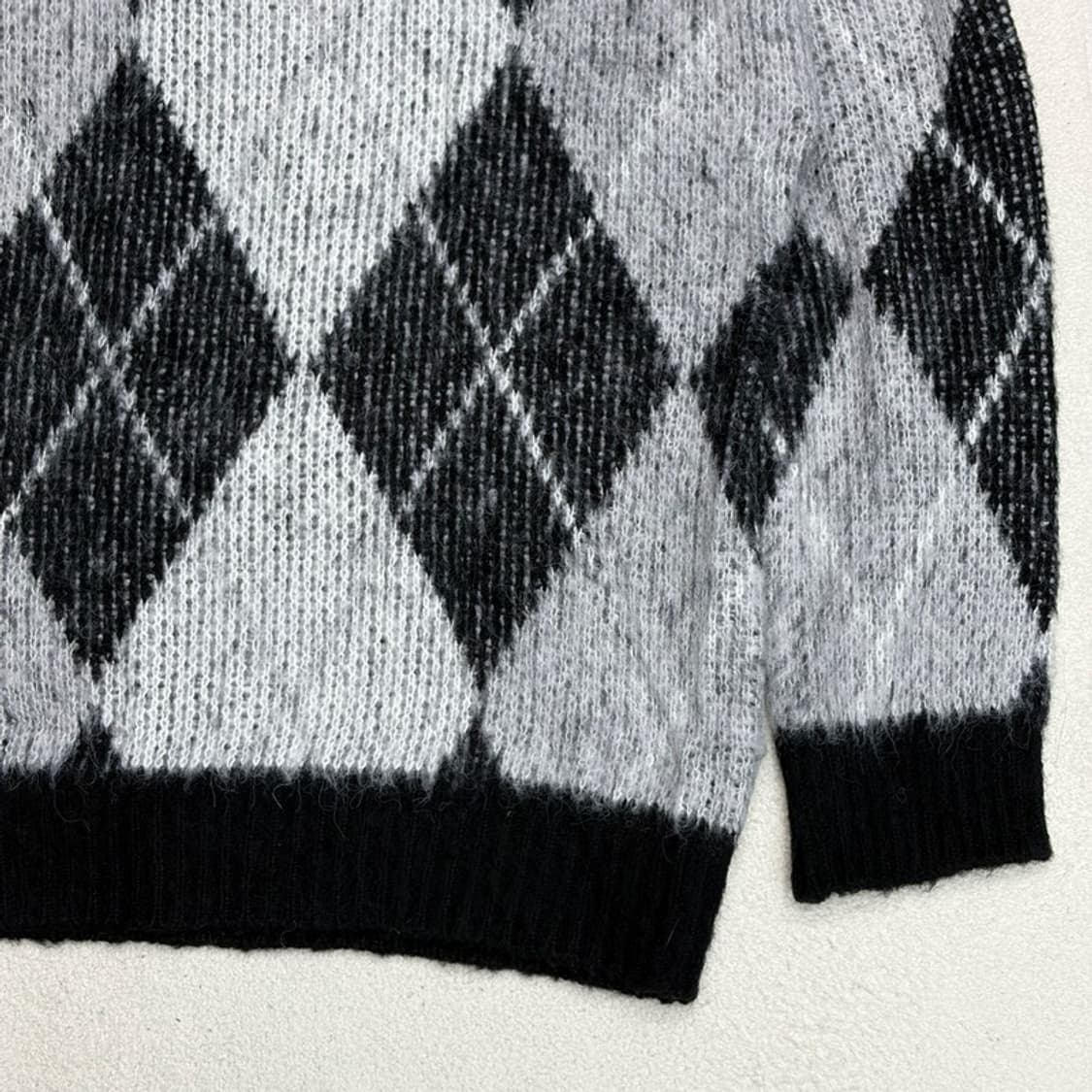 RUGGED HOUSE 브람스 아가일 헤어리 울 니트 그레이 1 상품이미지2