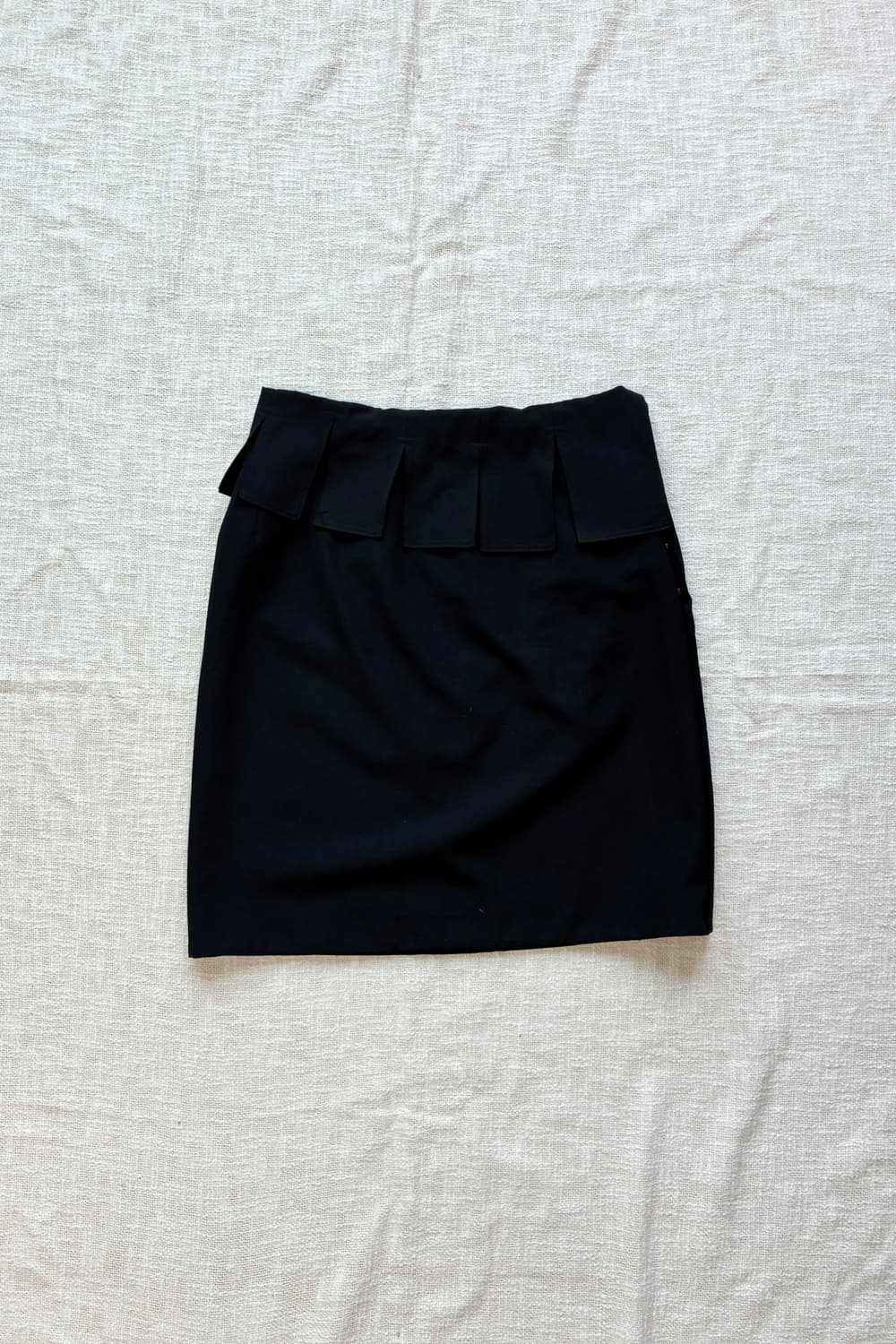 Y's Pleated Flap Detail Black Mini Skirt 상품이미지8