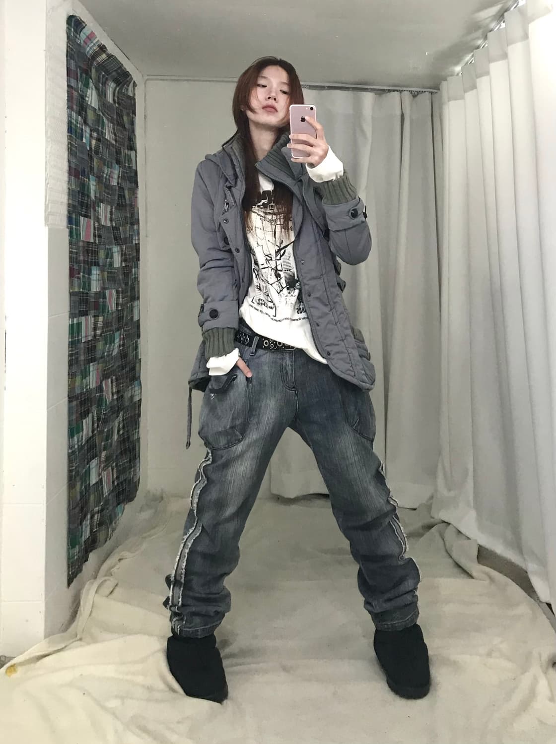 빈티지 코르티스깔 그레이 힙합 코디 세트 상품이미지1