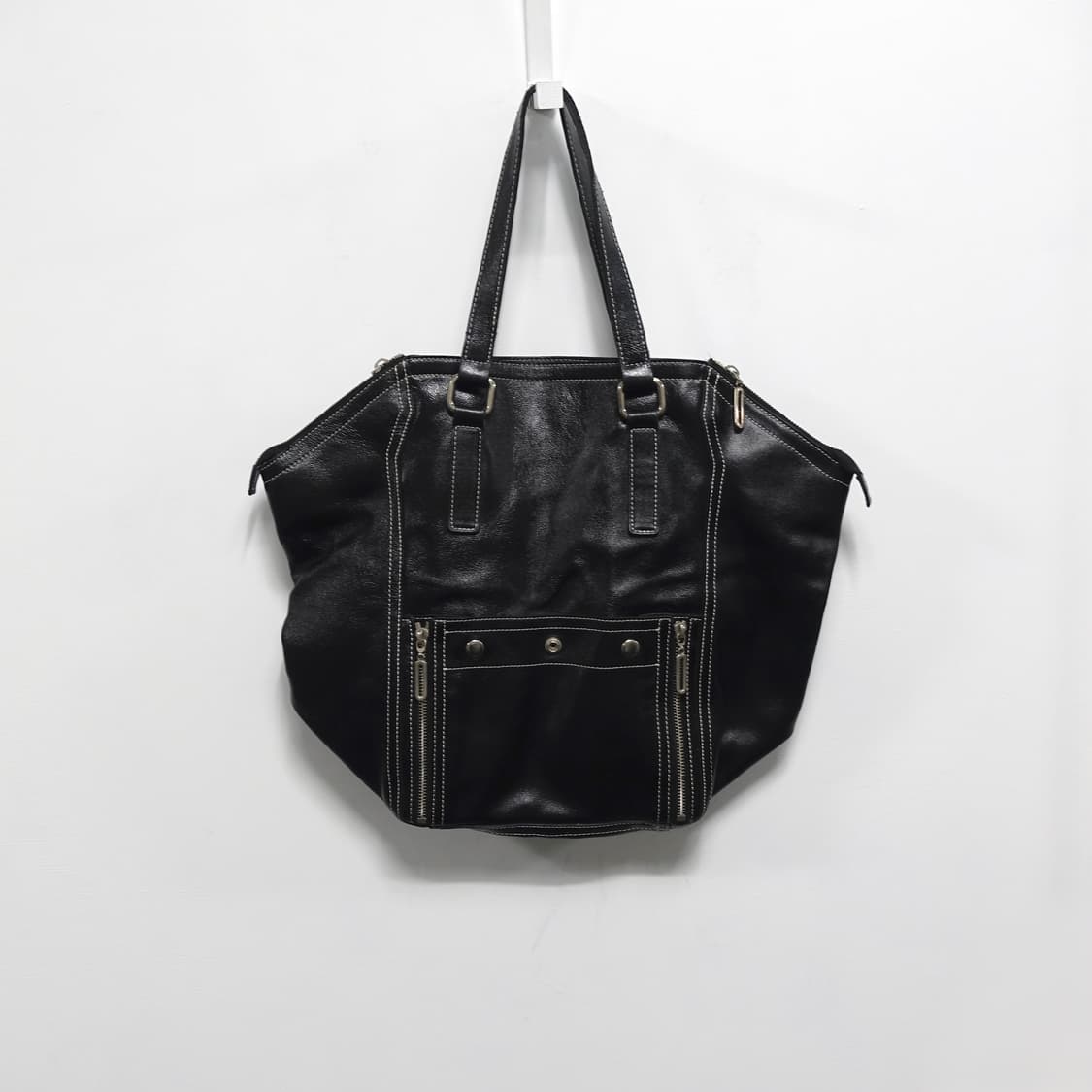 빈티지 코티드 카우레더 빅토트백 코팅 소가죽 토트백 상품이미지4