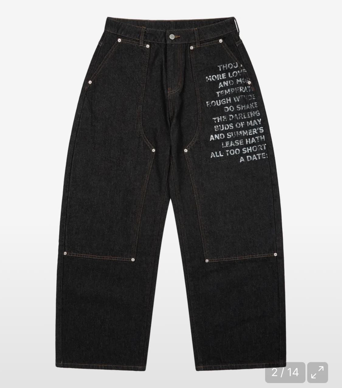 아캄 Double Knee Lettering Denim Pants  상품이미지2