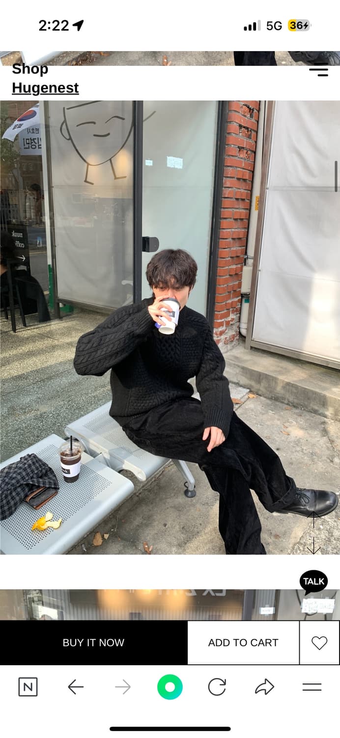 새거) 택포) 신상 휴즈네스트 블랙 케이블 피셔맨 니트 M(100) 상품이미지4