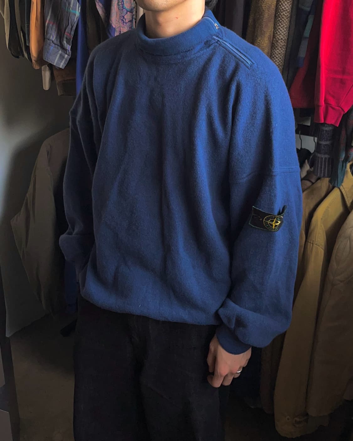 80s 스톤아일랜드 사이드 지퍼 롤 넥 니트 그린엣지 아카이브 상품이미지4