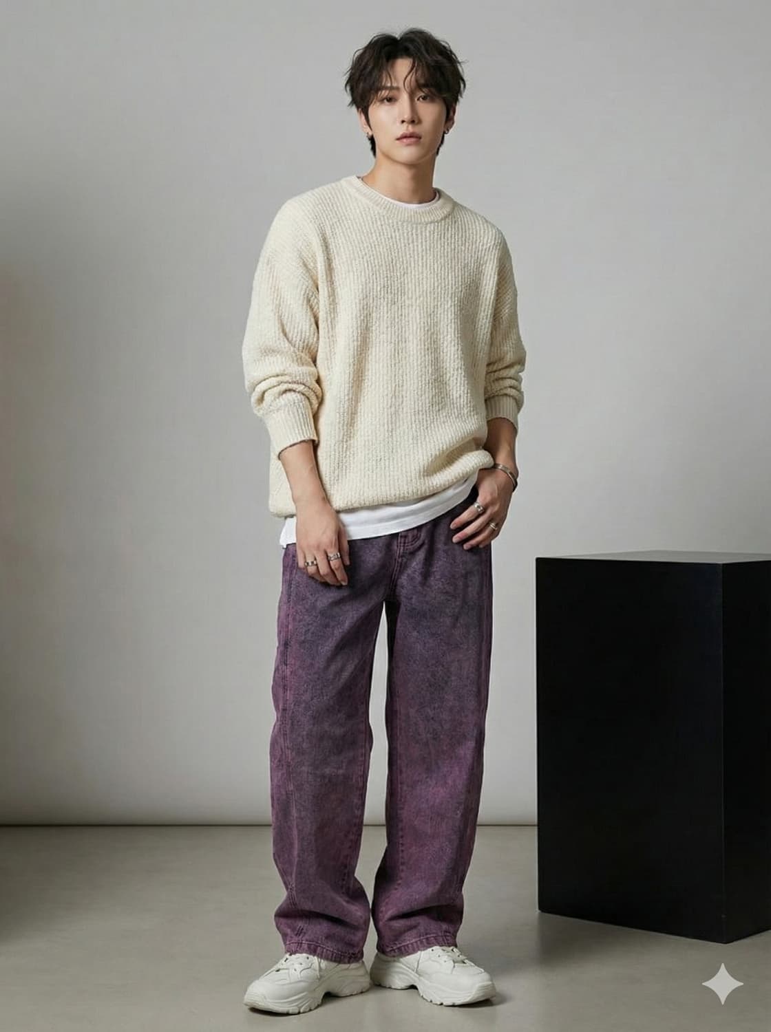 디앤에스알(DNSR) 커브드 와이드 데님 퍼플_L 상품이미지1