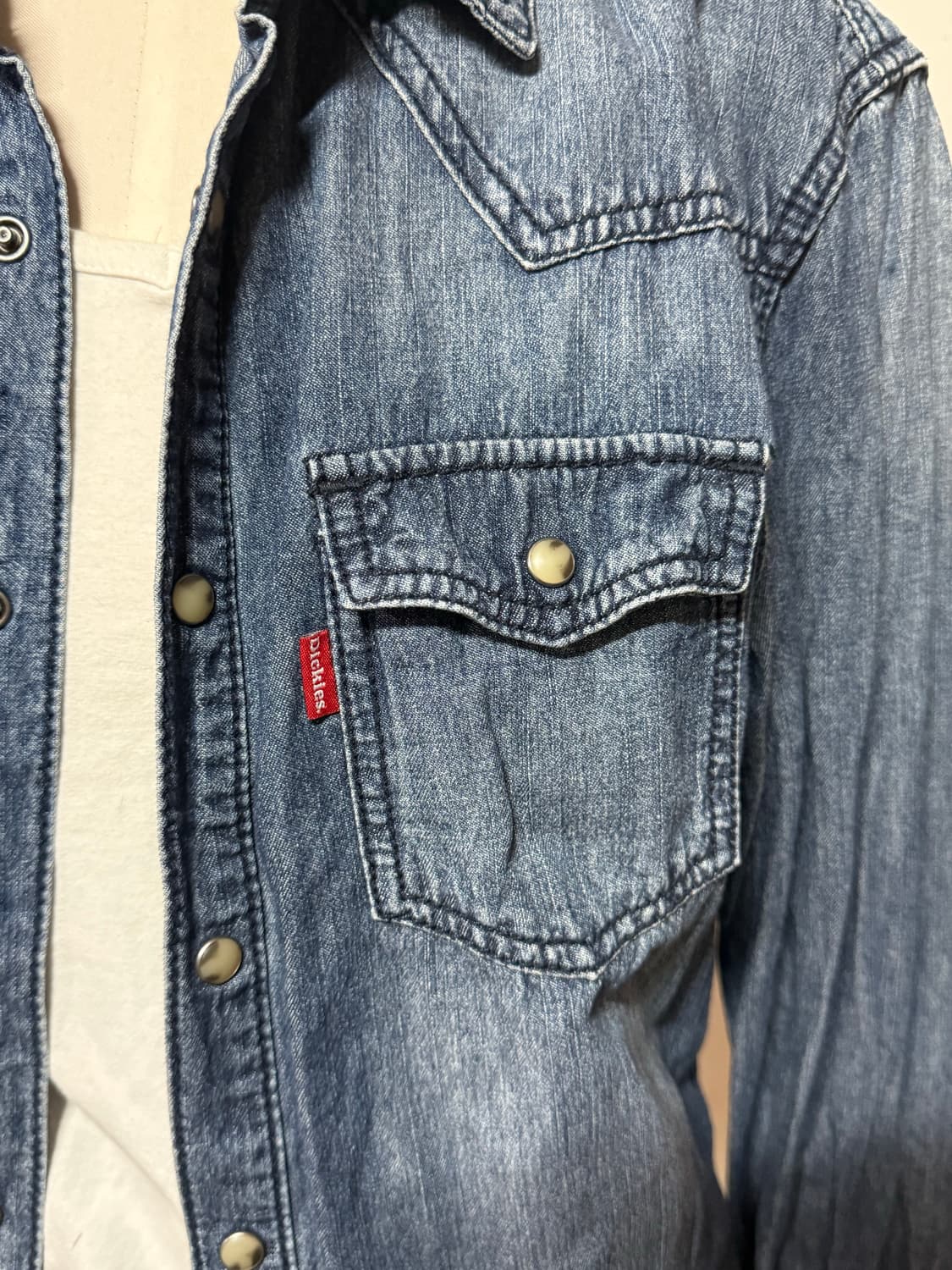 간절기템 디키즈 웨스턴 인디고 데님 셔츠 L 상품이미지4