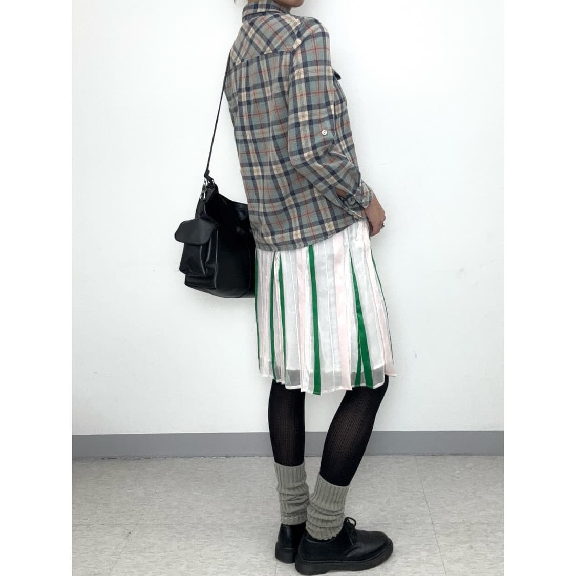 빈티지 민트 체크 셔츠 상품이미지3