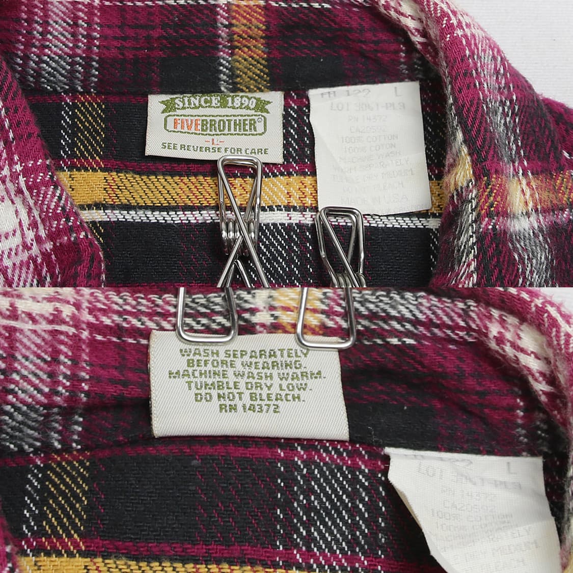 (착용컷) 90's FIVE BROTHER 체크 셔츠 (남성용 L) 상품이미지6