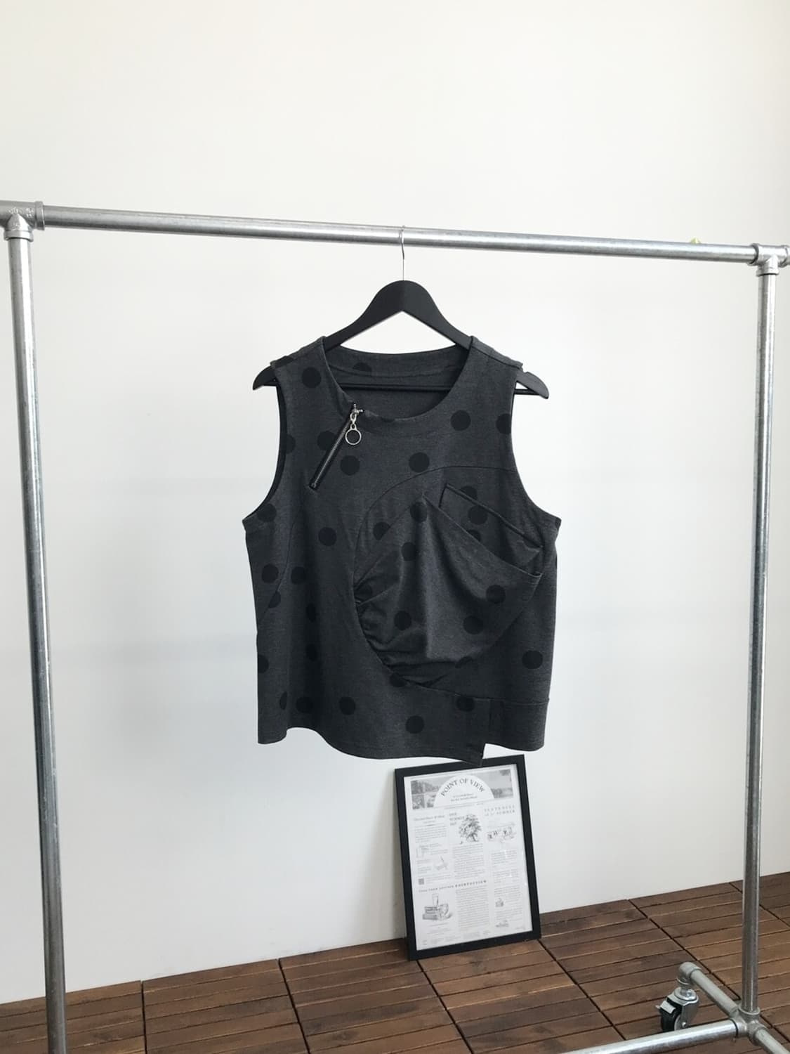 Jpn Asymmetric Polka Dot Sleeveless Top 상품이미지4