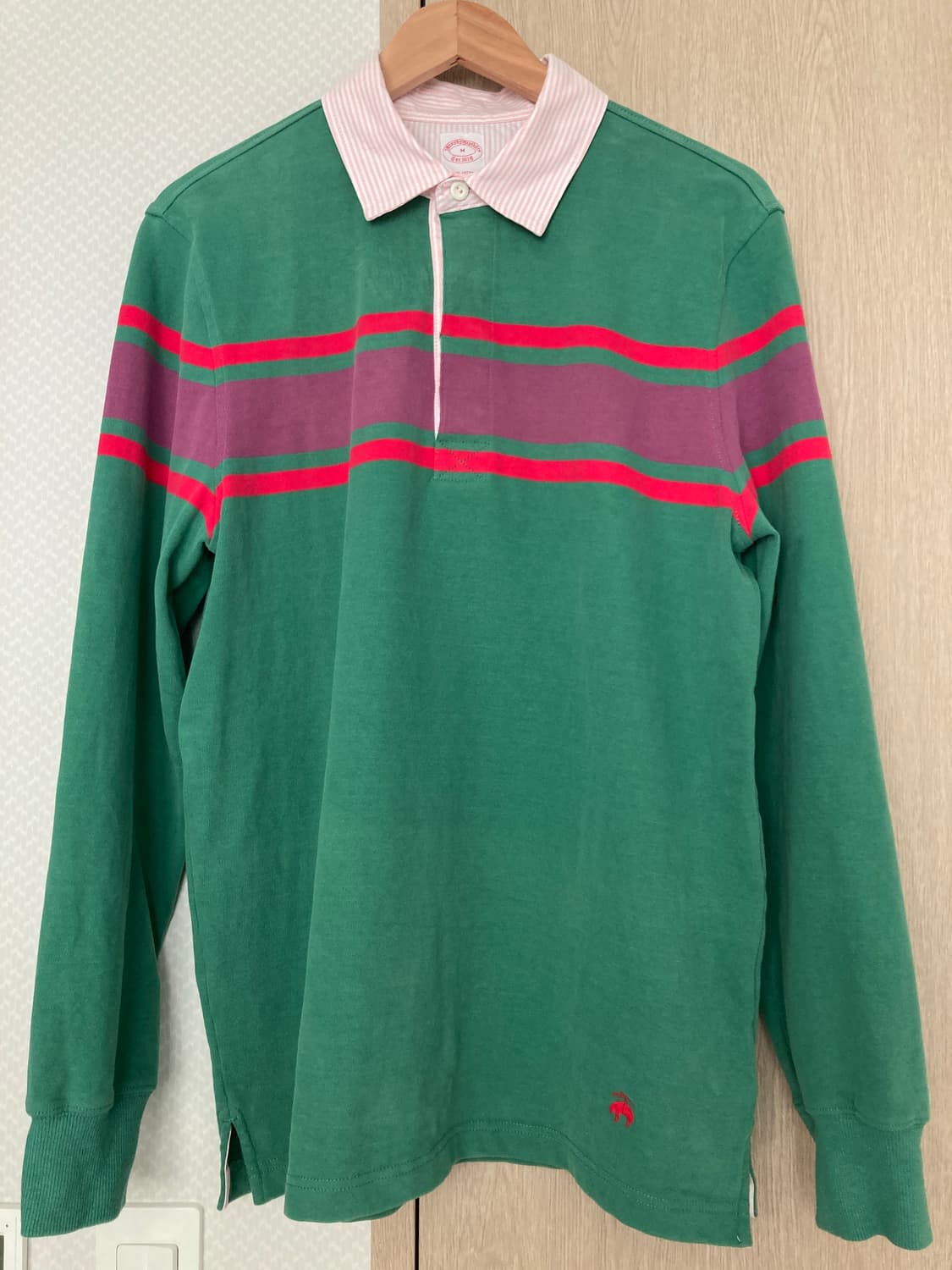 브룩스브라더스 그린 / 퍼플 스트라이프 럭비티 M 상품이미지1