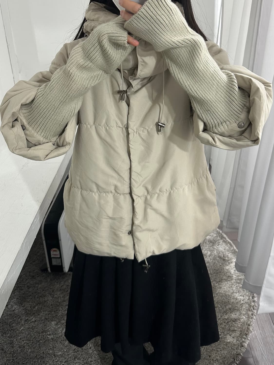 knit detail padding jacket  상품이미지3