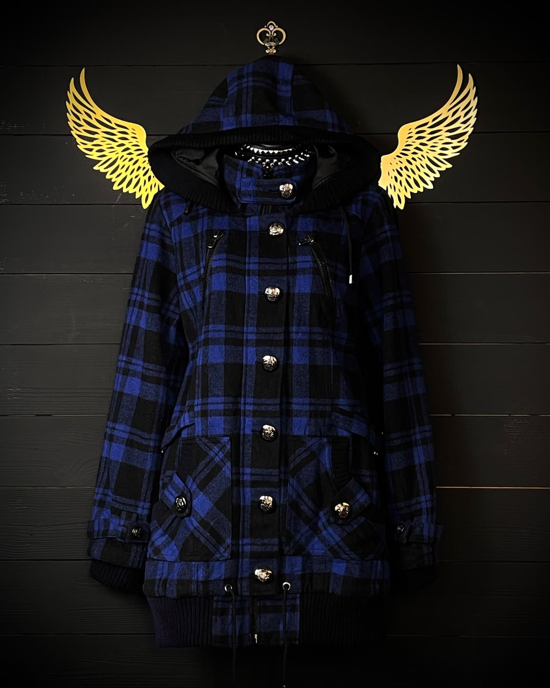 SORRIDERE 펑크 딥 블루 체크패턴 코트 상품이미지1