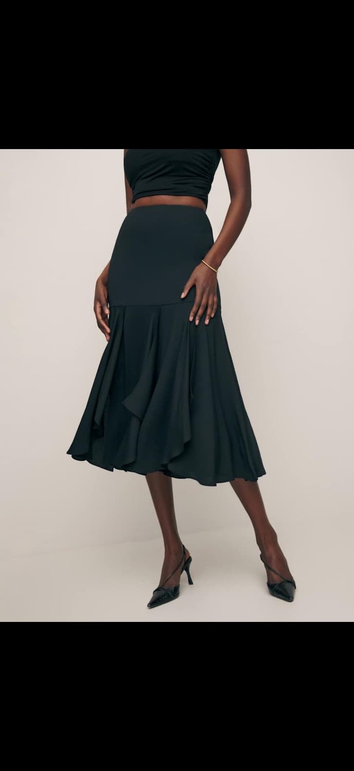 리포메이션 vida 블랙 플리츠 미디 스커트 비스코스플레어스커트 상품이미지1