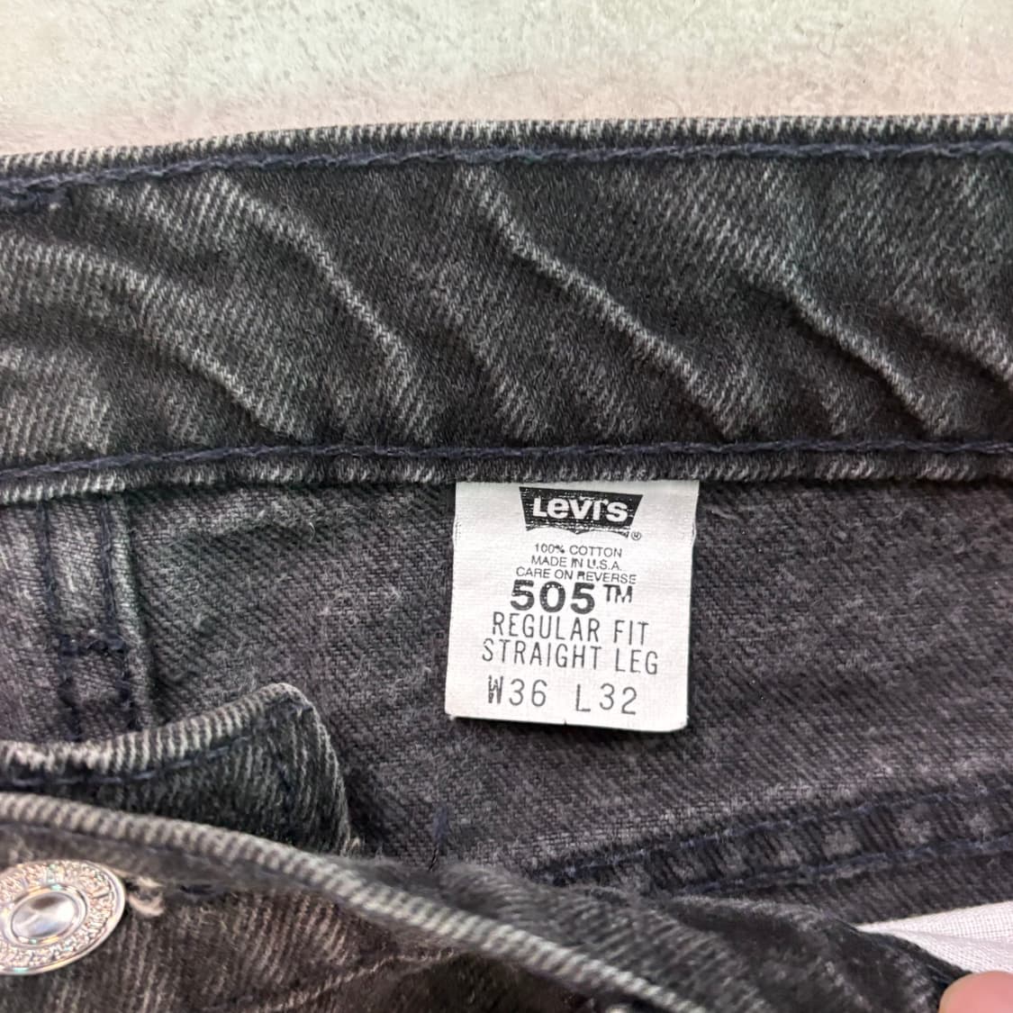 [36/32] 90s USA🇺🇸 리바이스 505 오렌지 탭 블랙 흑청 상품이미지4