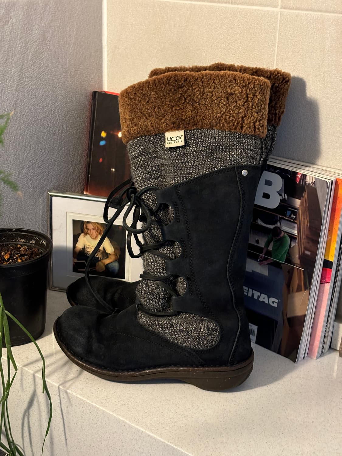 어그 레이어드 스웨이드 니트 부츠 상품이미지1