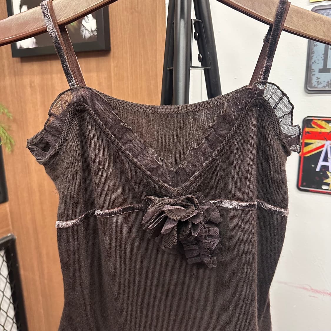 Brown Knit Sleeveless Top 상품이미지3