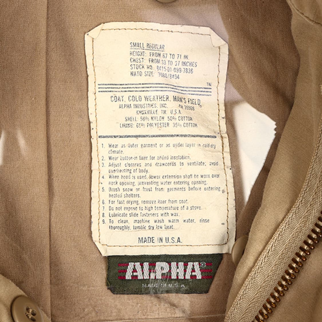 알파인더스트리 USA M-65 와펜 필드 자켓 (S) 상품이미지6
