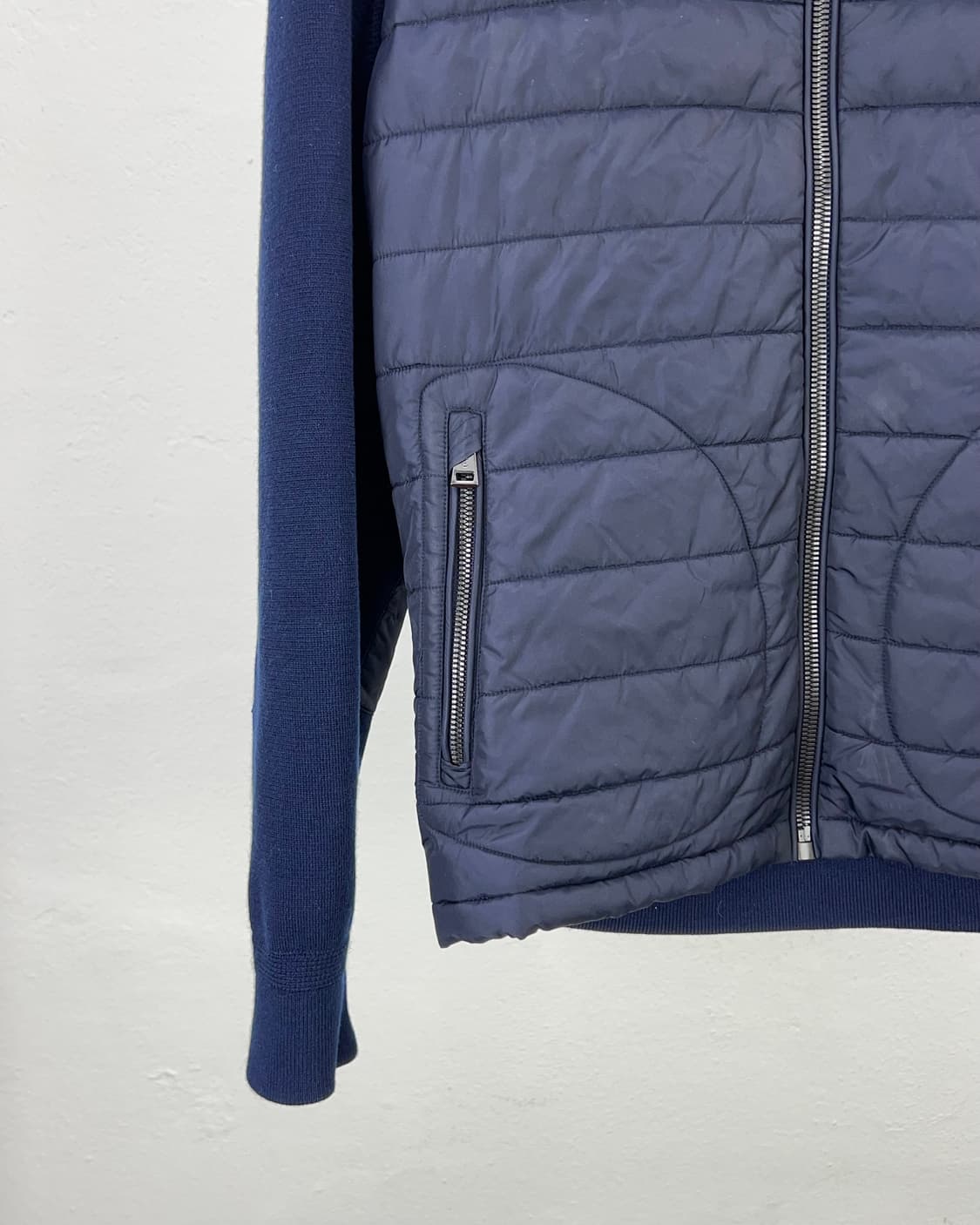 폴로 랄프로렌 네이비 퀼티드 니트 패널 스웨터 자켓 상품이미지4