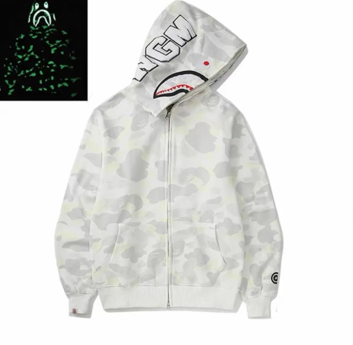 베이프 샤크 후드집업 백계 야광 상품이미지1