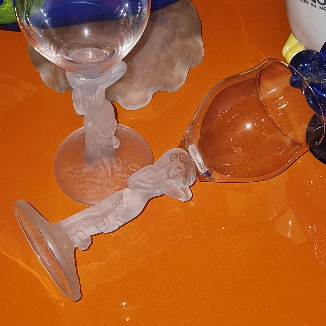 70s 이시즈카 엔틱 꽃의 정령 불투명 와인잔 1p 상품이미지8