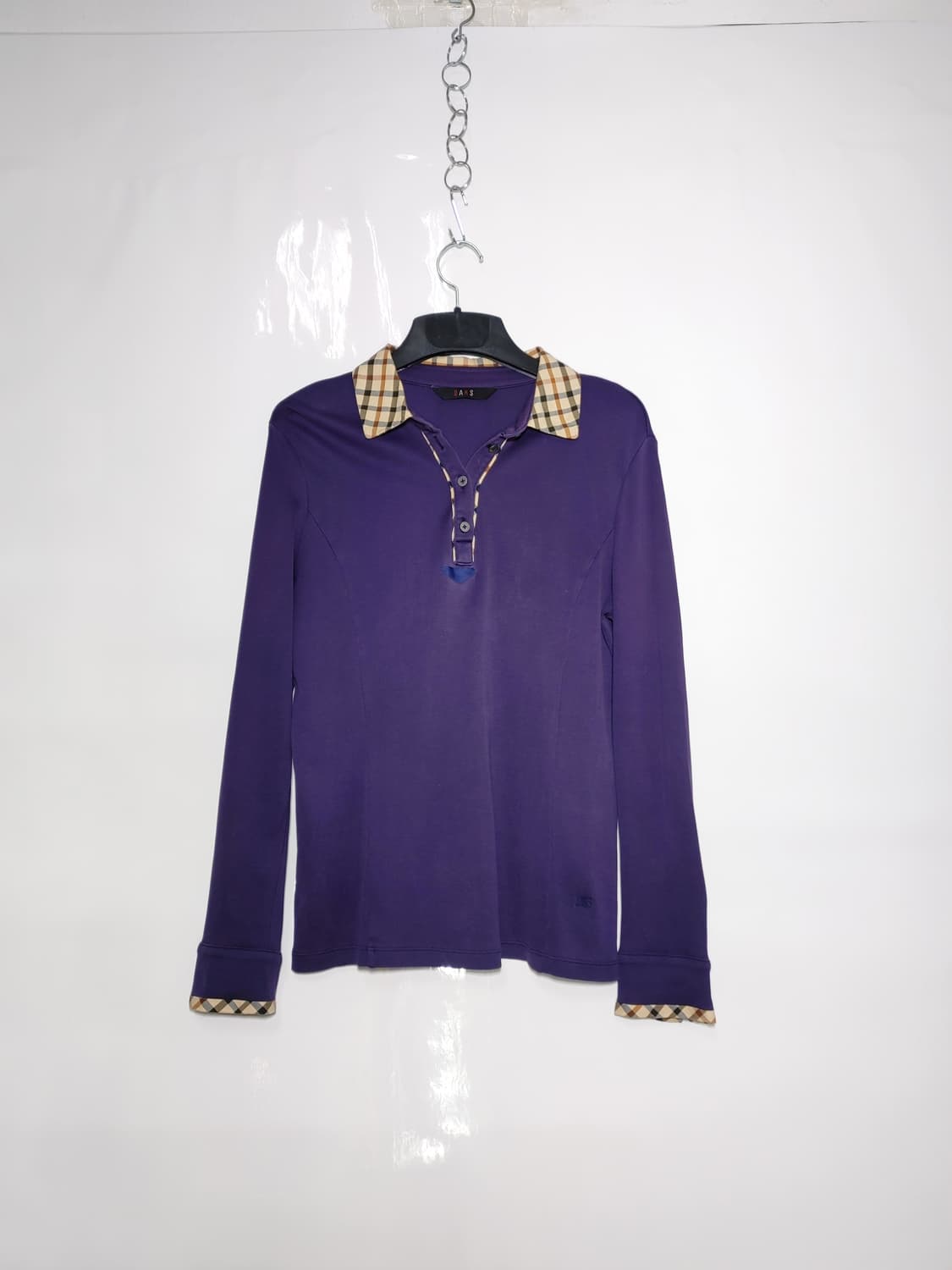 DAKS 닥스 여성 체크배색 긴팔카라티 상품이미지1