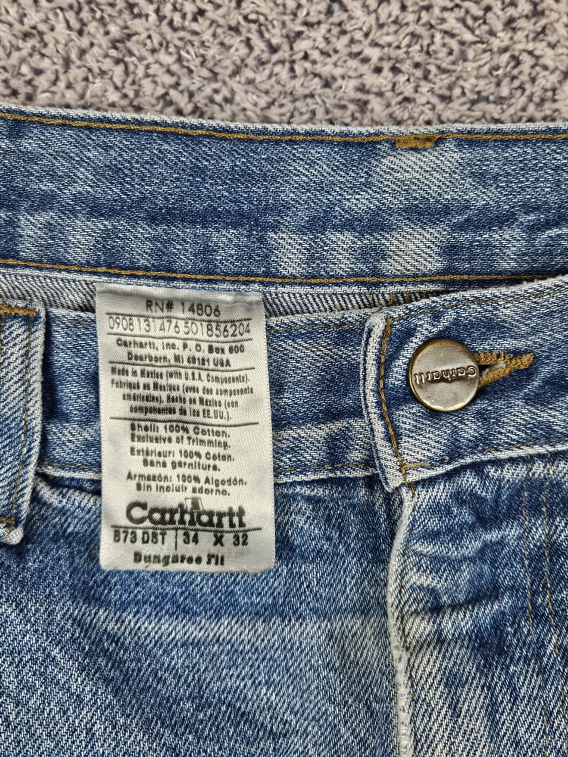 칼하트 데님 더블니 카펜터 워크 팬츠 ( 34X32 ) / 10415 상품이미지7