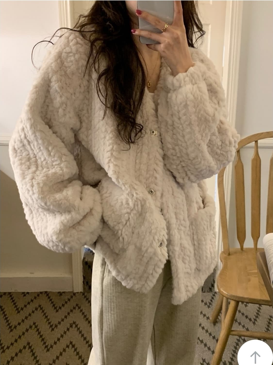 [새상품] 꽈배기 케이블 퍼자켓 상품이미지3