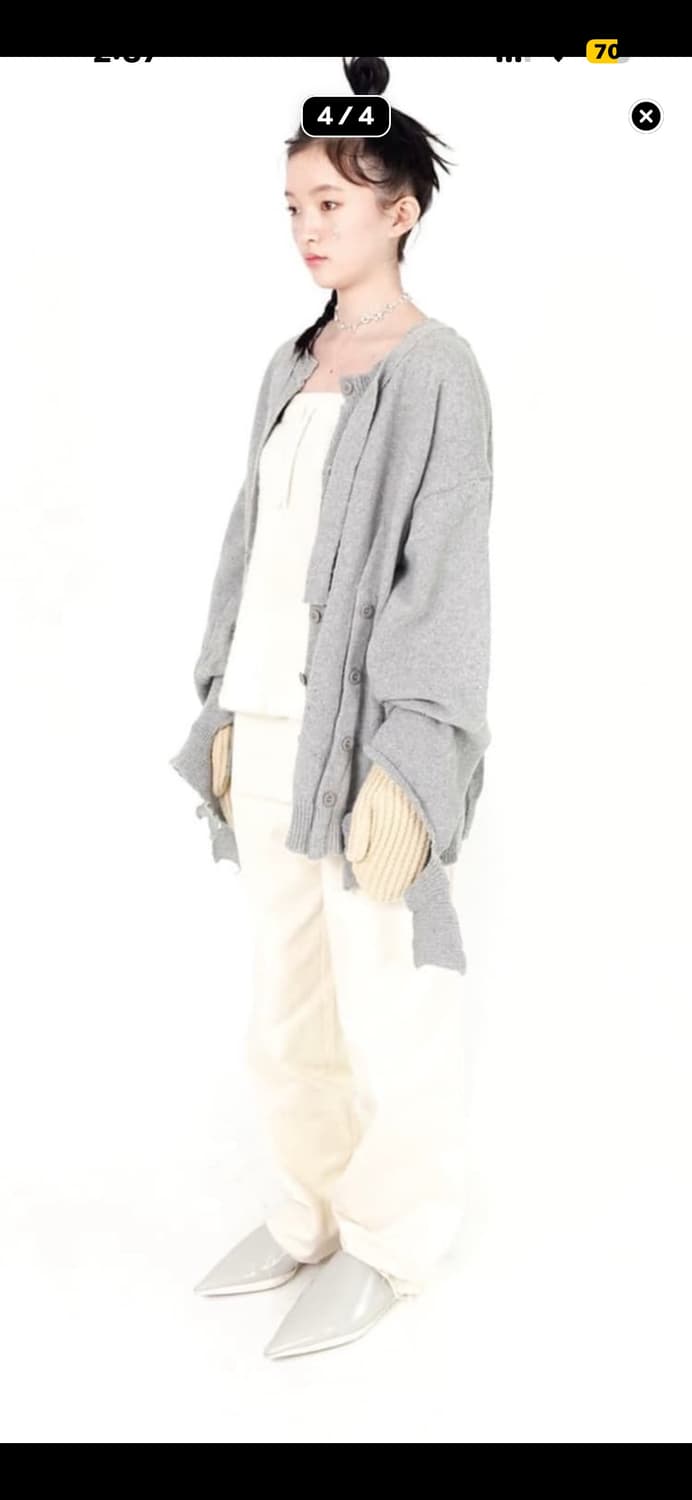 샵페어리 데미지 가디건 그레이  상품이미지3