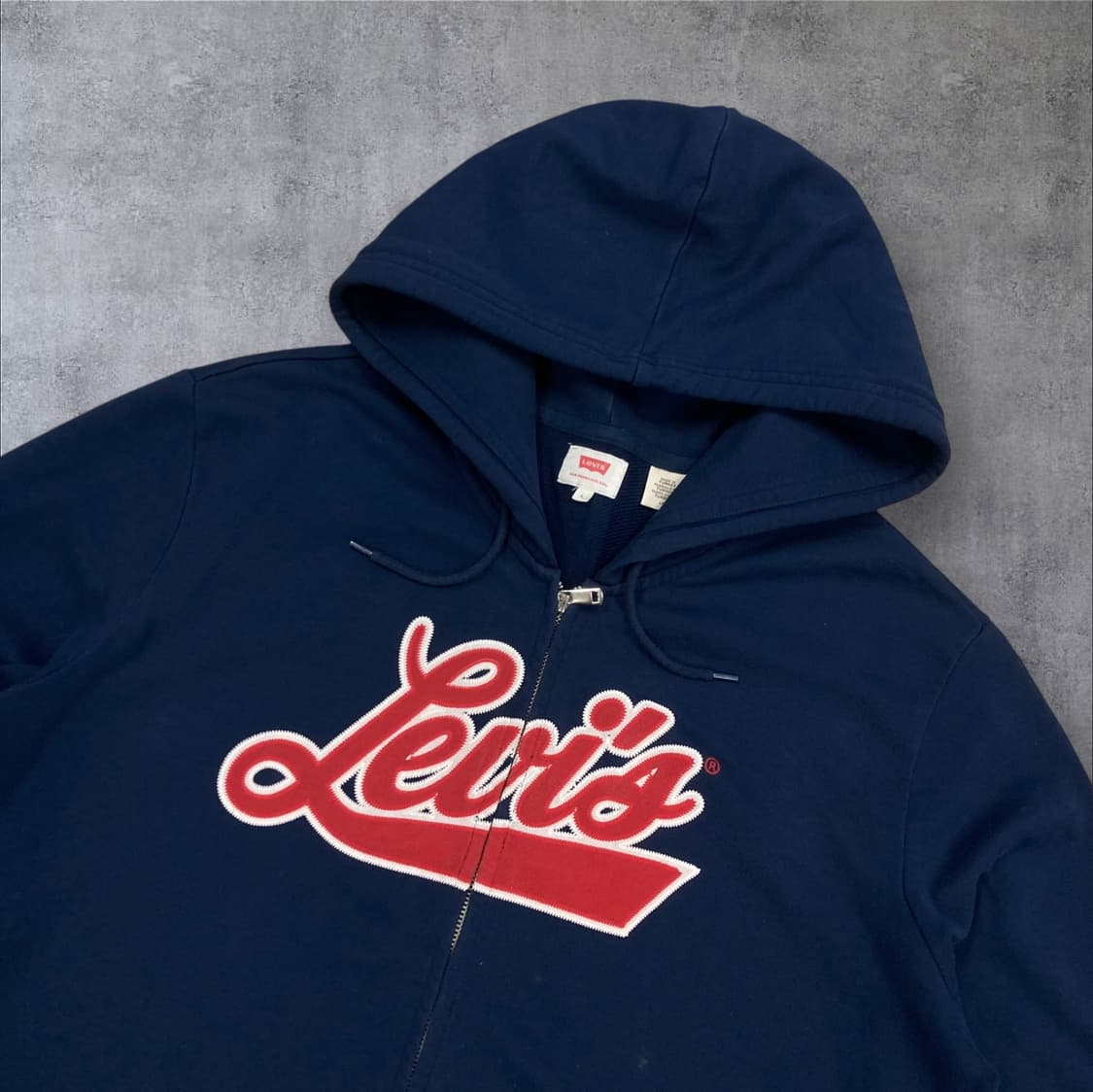 리바이스 네이비 컬러 스펠아웃 빅로고 후드 집업 상품이미지2