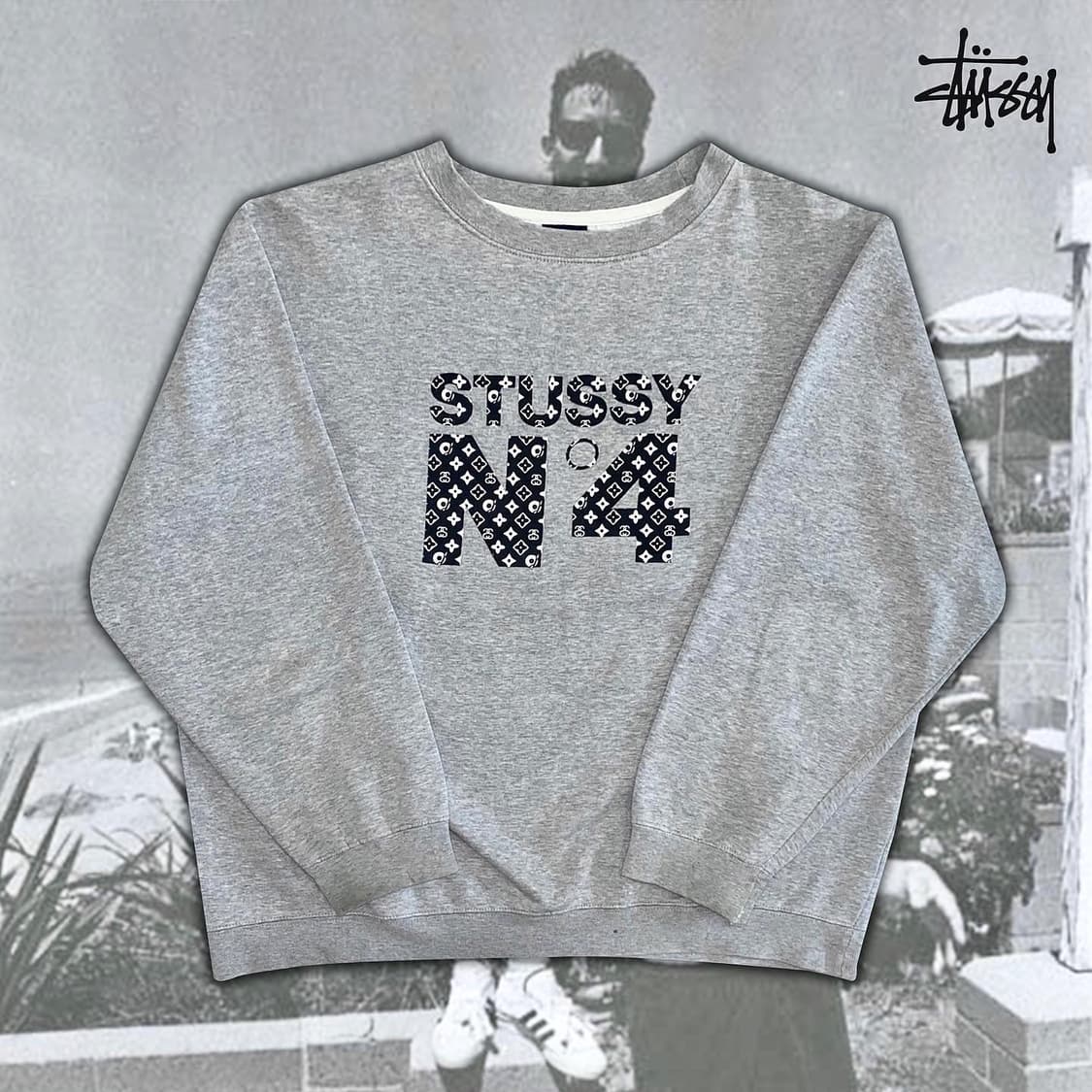 90s 스투시 루이비통 패러디 모노그램 로고 스웻셔츠 상품이미지1