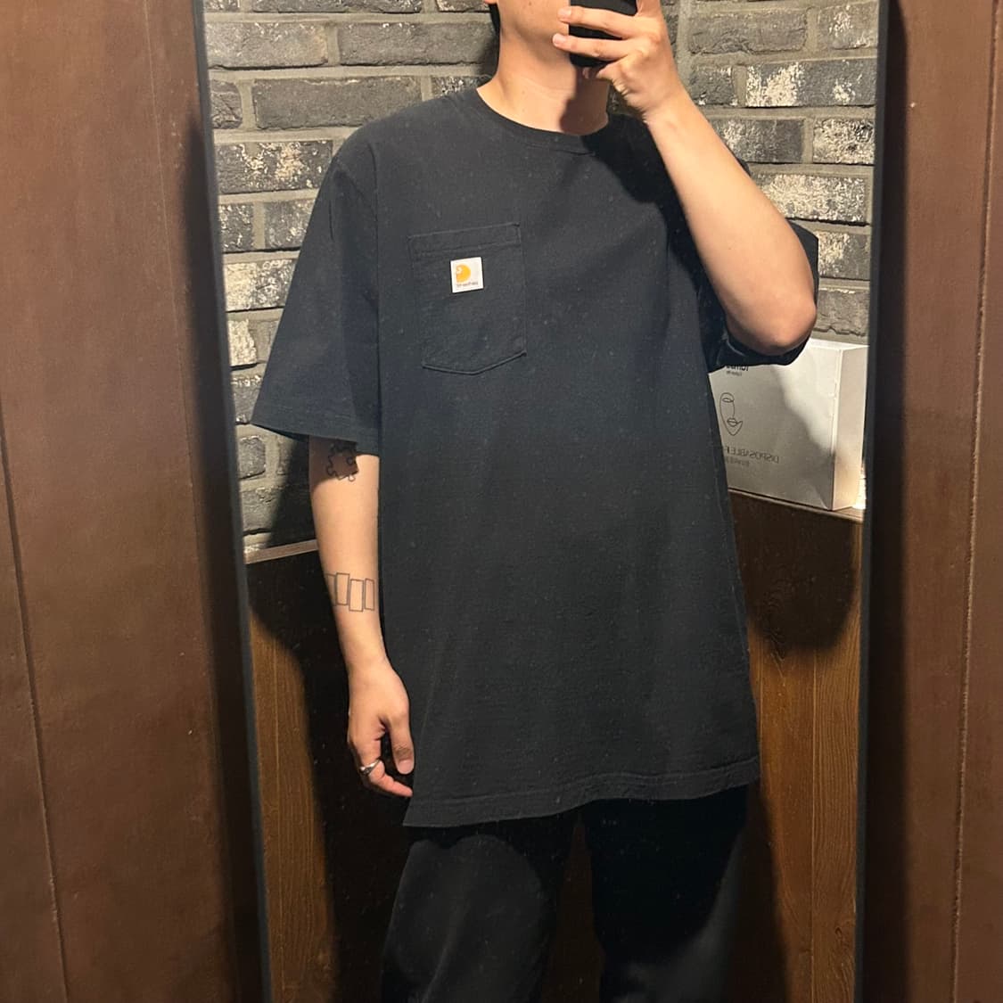 XL) 칼하트 오리지널 핏 원포켓 반팔 티셔츠 블랙 Z46 상품이미지8