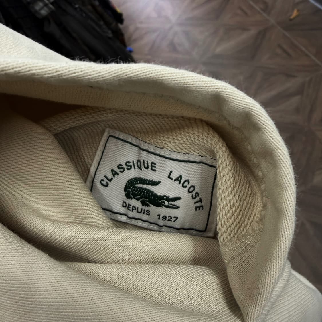 라코스테 로고 코튼후드티 캥거루포켓 패치 리버스위브 빅후드 디테일 상품이미지7
