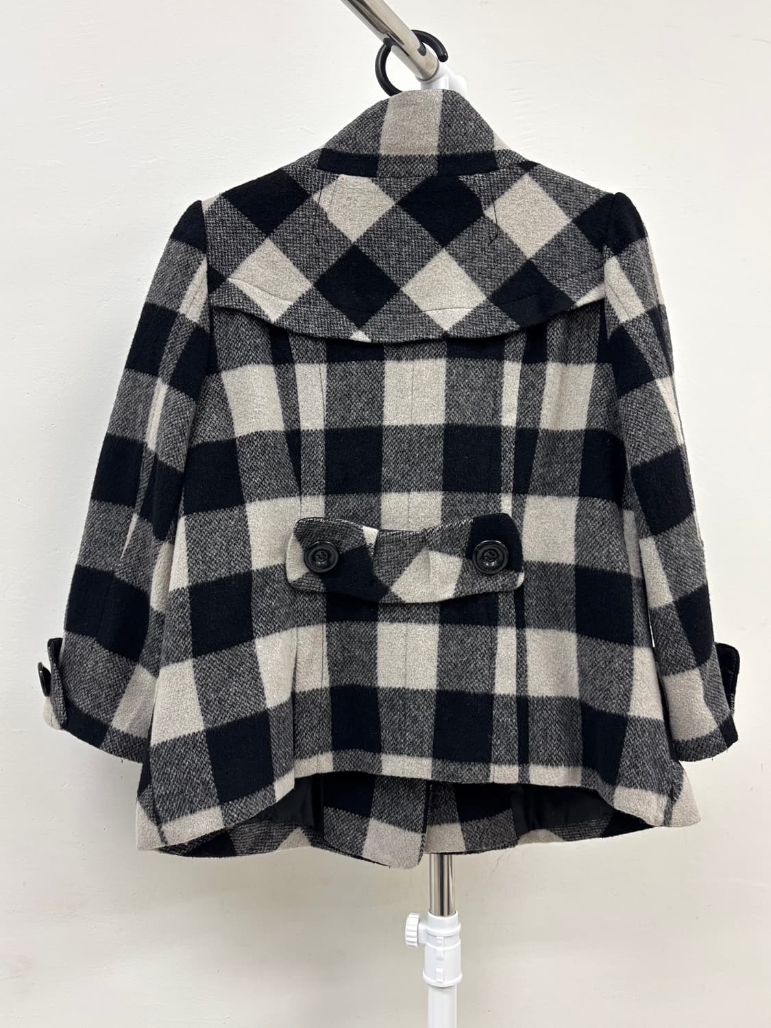 빈티지 블랙 하프 울 코트 상품이미지8