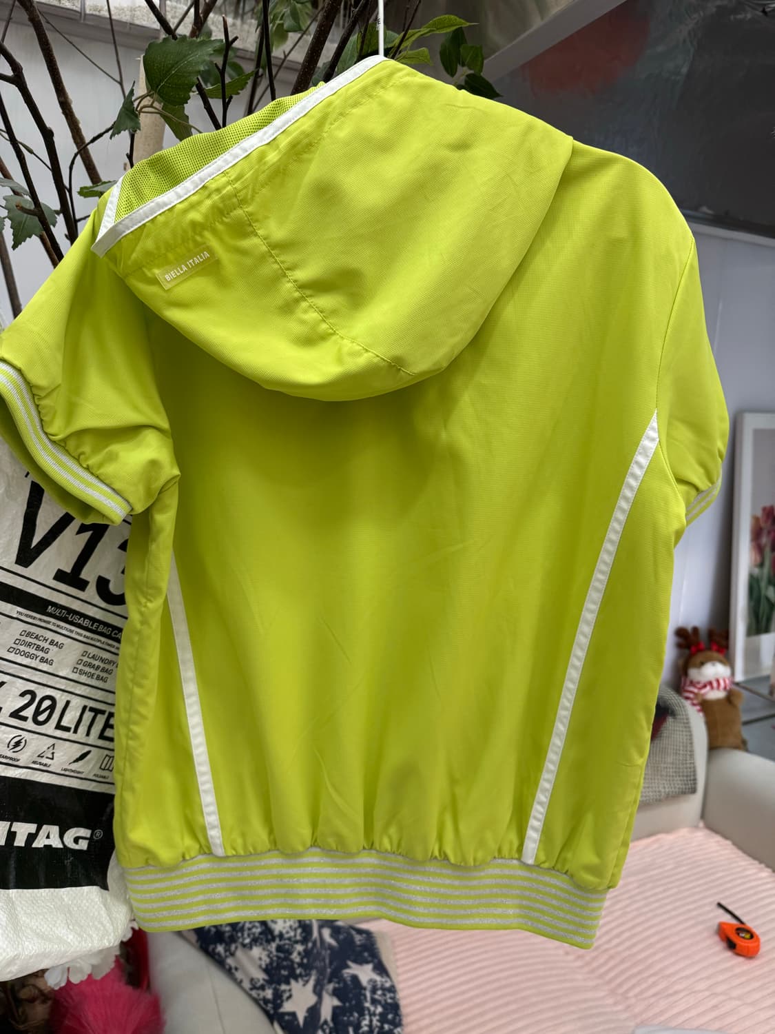 FILA 휠라 네온 라임 후드 집업 반팔 자켓 (라임 옐로우) 상품이미지4