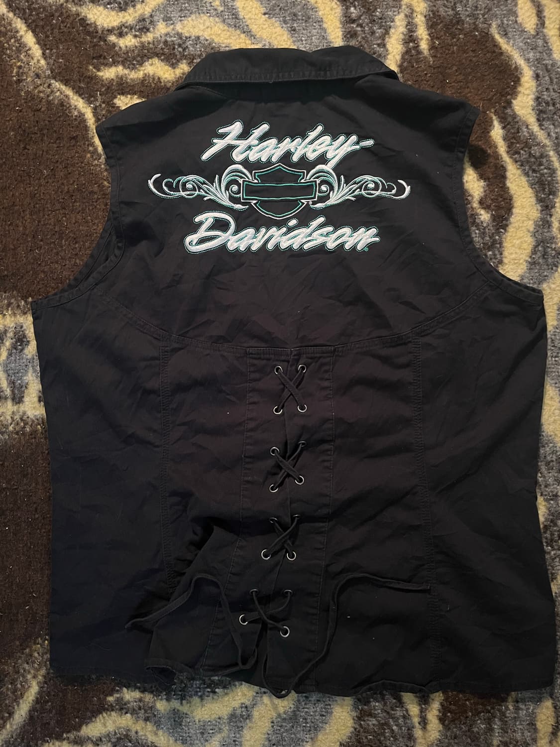 Harley davidson 레이스업 바이커 베스트 상품이미지1