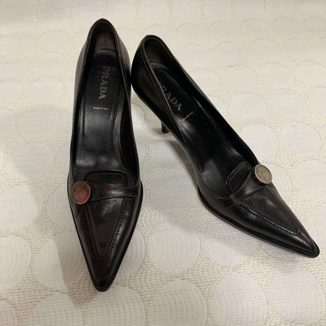 PRADA 다크 브라운 포인티드 토 하이힐 상품이미지5