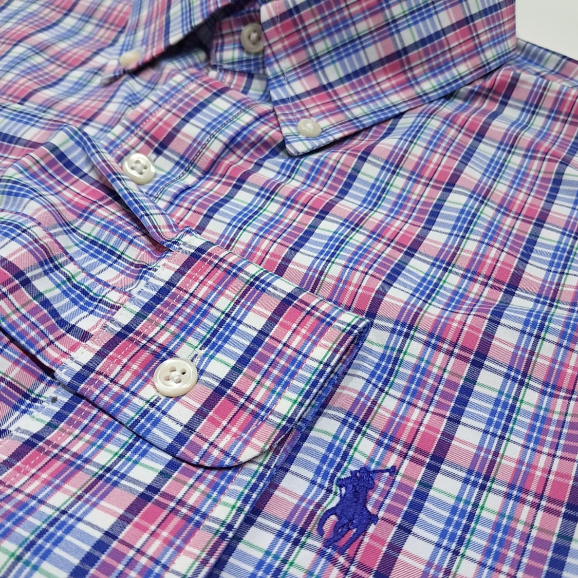 CK153 L 폴로 퍼포먼스 매드라스 체크 핑크 셔츠 남방 상품이미지4