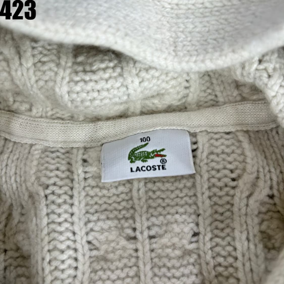 라코스테 후드 케이블 니트 가디건 아이보리 L 상품이미지2