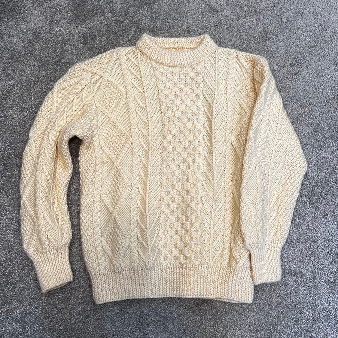 빈티지 아이보리 피셔맨 울 니트S-M 상품이미지1