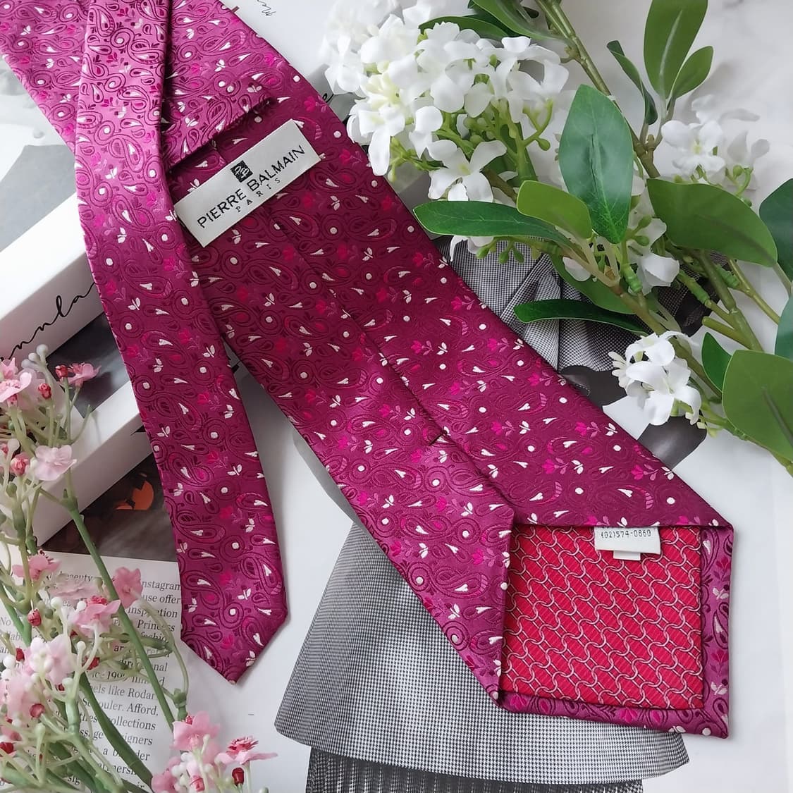 발망 실크 핑크&퍼플 페이즐리 패턴 넥타이 9.7cm A+등급 K1577 상품이미지7
