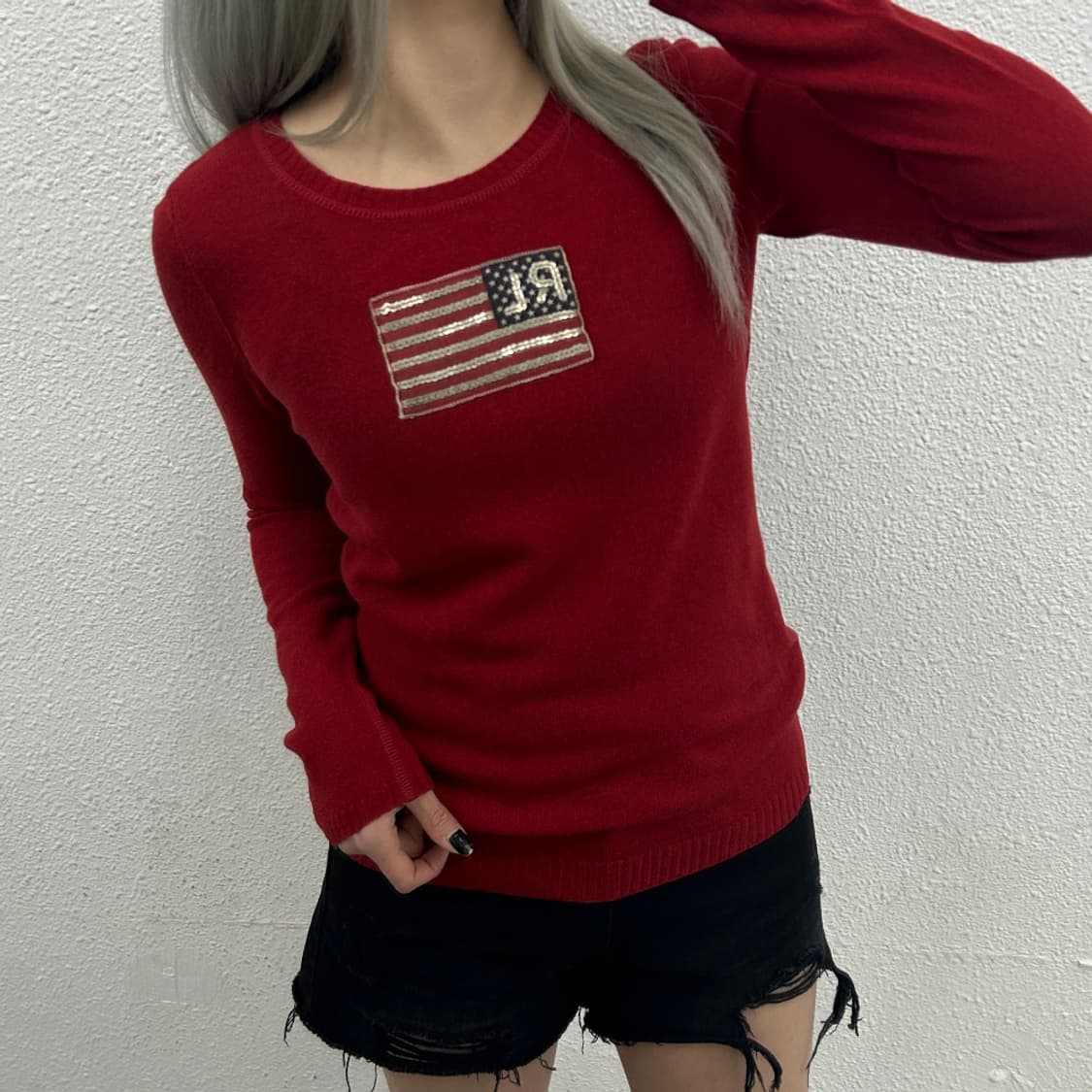 폴로 랄프로렌 컨츄리 스팽글 성조기 레드 니트 XS 상품이미지1